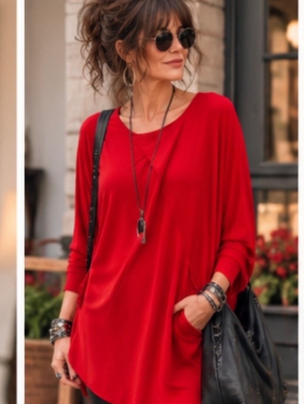Joseph Ribkoff Bold Red Top - Picture 2 of 5
